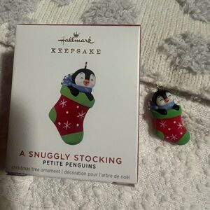 Hallmark Petite Penguins 2021 Ornament with Red and Green